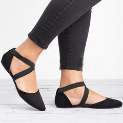 Plain  Flat  Velvet  Ankle Strap  Point Toe  Casual Date Comfort Flats