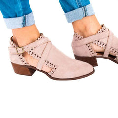 Kvinnor Chunky häl bälte spänne ankelboots 