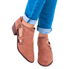 Kvinnor Chunky häl bälte spänne ankelboots 