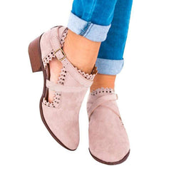 Kvinnor Chunky häl bälte spänne ankelboots 