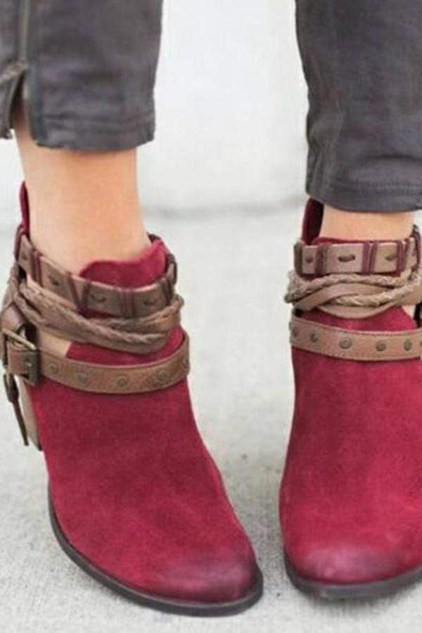 Thick And Low-Heeled High-Heeled Round Head Women's Boots