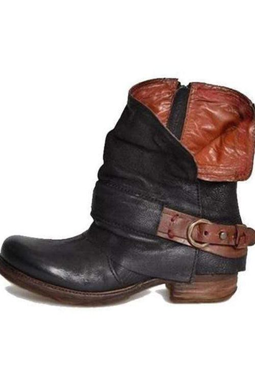 Mode gummistövlar med fyrkantig klack med rund tå med blixtlås