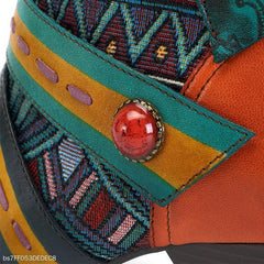 Mode handgjorda läderkängor för kvinnor 