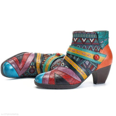 Mode handgjorda läderkängor för kvinnor 