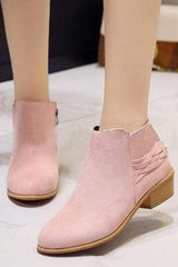 Vanlig Chunky lågklackat sammet rund tå Casual Date ankelstövlar 