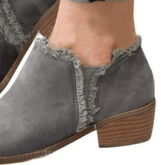 Vanlig Chunky medellång klack sammet rund tå Casual Date ankelstövlar 