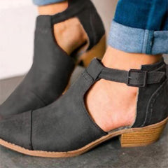 Vanlig Chunky lågklackat sammet rund tå Casual Outdoor Ankel Boots 