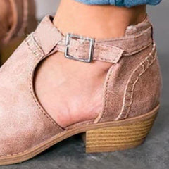 Vanlig Chunky lågklackat sammet rund tå Casual Outdoor Ankel Boots 