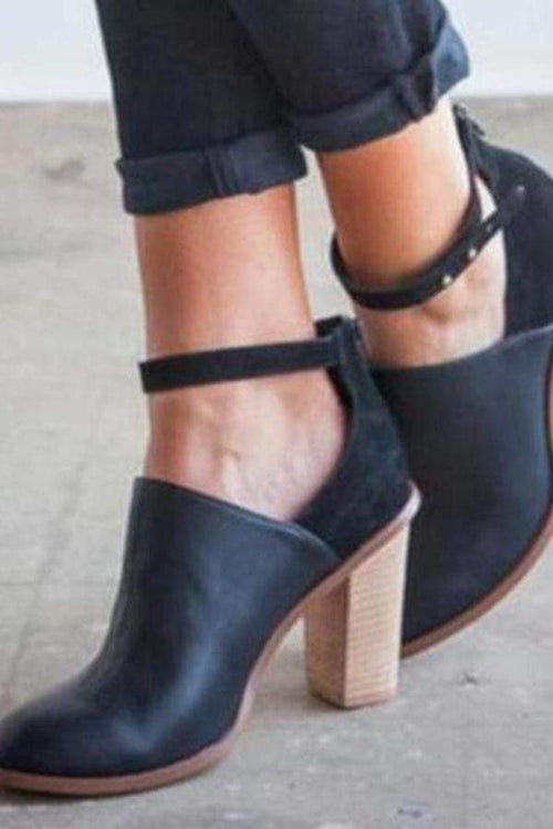 Vanliga Chunky Högklackade Rund Toe Date Outdoor Ankel Högklackat Stövlar 