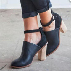 Vanliga Chunky Högklackade Rund Toe Date Outdoor Ankel Högklackat Stövlar 