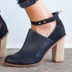 Vanliga Chunky Högklackade Rund Toe Date Outdoor Ankel Högklackat Stövlar 