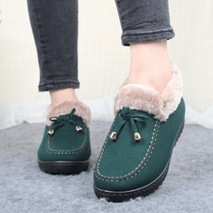 Kvinnor Vanliga medelålders sammet varma platta stövlar 