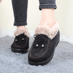 Kvinnor Vanliga medelålders sammet varma platta stövlar 