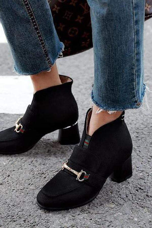 Bekväm fyrkantig klack med Martin-stövlar med lågt rör 