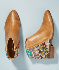 Vintage Classic Jacquard Stitching Ankle Boots