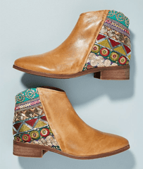 Vintage Classic Jacquard Stitching Ankle Boots