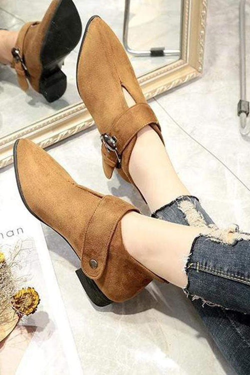 Enfärgad bältesspänne Tjocka och fluffiga bekväma låga stövlar 