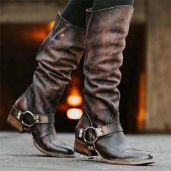 Snygga riddarstövlar i vanligt läder med högt rör 