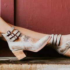 Casual Pure Color sadelstövlar med hög klack 