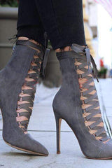 Mode Sharp Head Högklackade korta stövlar