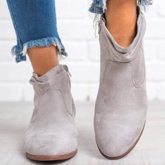 Mode fyrkantiga mellanklackskorna korta kängor