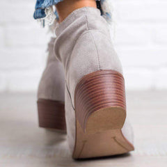 Mode fyrkantiga mellanklackskorna korta kängor