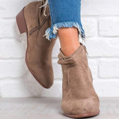 Mode fyrkantiga mellanklackskorna korta kängor