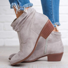 Mode fyrkantiga mellanklackskorna korta kängor