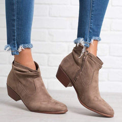 Mode fyrkantiga mellanklackskorna korta kängor