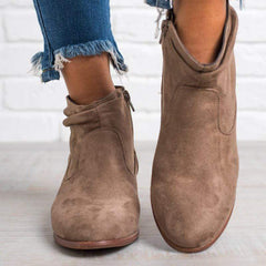 Mode fyrkantiga mellanklackskorna korta kängor