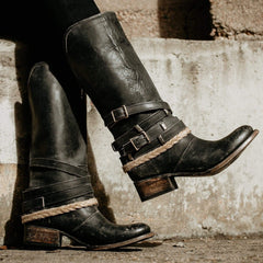 Mode stövlar med låg klack