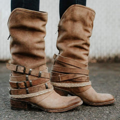 Mode stövlar med låg klack