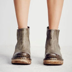 Fashion Leather Slope Heel Boots