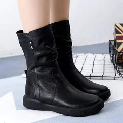 Mode Snygga lågklackade medelhöga Martin-stövlar