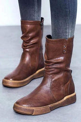 Mode Snygga lågklackade medelhöga Martin-stövlar