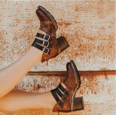 Kvinnor Vintage Comfort Bälte Spänne Back Zipper Boots 