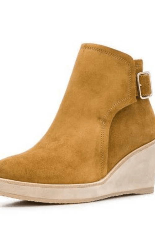 Kvinnor med kilklack Snygga bältesspänne ankelstövlar 