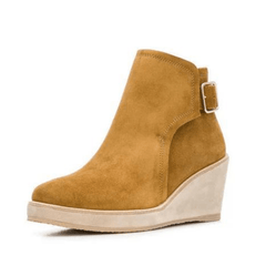 Kvinnor med kilklack Snygga bältesspänne ankelstövlar 