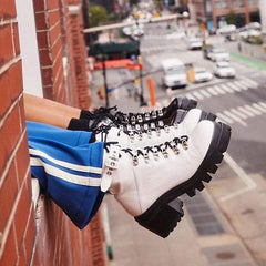 Mode vattentäta mellanhöga klackstövlar