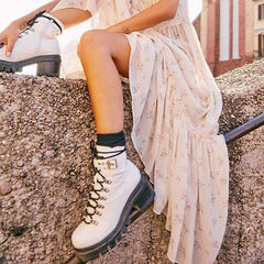 Mode vattentäta mellanhöga klackstövlar