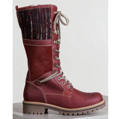 Snygga långa stövlar med låg klack för kvinnor