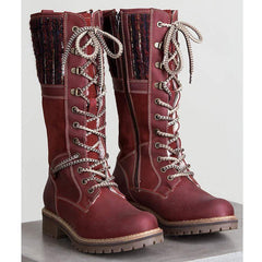 Snygga långa stövlar med låg klack för kvinnor