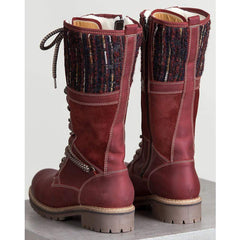 Snygga långa stövlar med låg klack för kvinnor