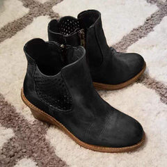 Snygga höststövlar med mellanklack ihåliga snidade kvinnor