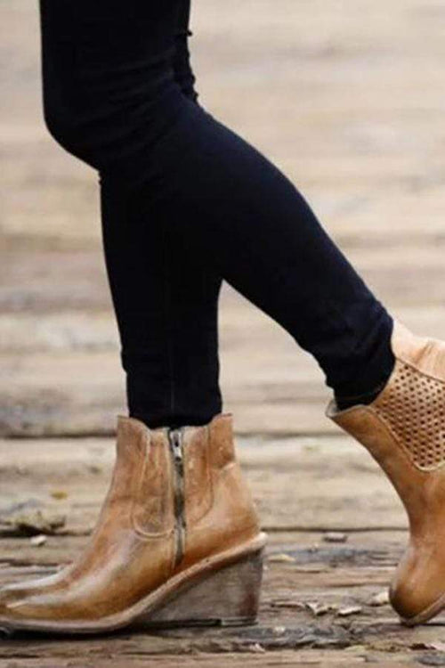 Snygga höststövlar med mellanklack ihåliga snidade kvinnor