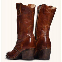 Snygga högklackade läderstövlar för kvinnor