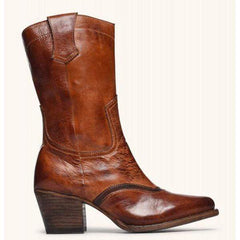 Snygga högklackade läderstövlar för kvinnor