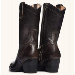 Snygga högklackade läderstövlar för kvinnor