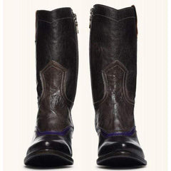 Snygga högklackade läderstövlar för kvinnor