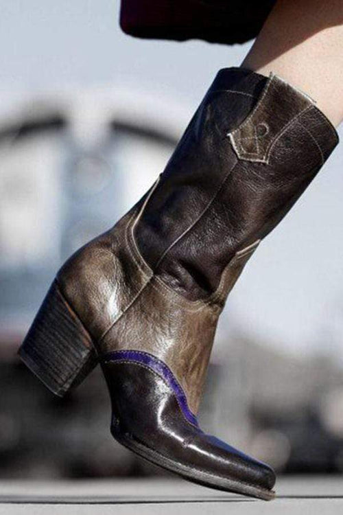 Snygga högklackade läderstövlar för kvinnor